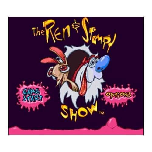 Ren & Stimpy Show, The - Time Warp NTSC Version 16 Bit 46 Pin Big Gray Game Card For USA Game Players