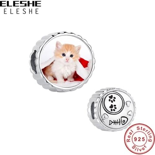 Fish Bone Cat Claw Pet Picture Customized Charm fit 925 Silver Charm Bracelet Original DIY Women Jewelry Making