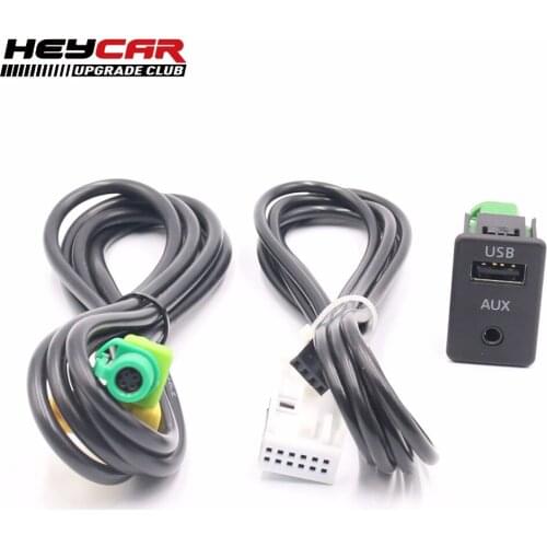 USB+AUX Switch Plug USB AUX Surface Housing+Cable For RCD510 3CD 035 249 A Passat Tiguan Touran