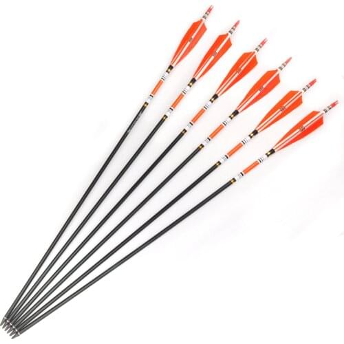 30 Inches Aluminum Arrow Spine 500 Diameter 7.8mm with Replaceable Arrowhead Turkey Feature for Recurve Bow Archery Hunting