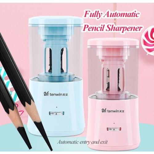 Tenwin 8018 Fully Automatic Pencil Sharpener Electric Auto Pencil Cutter Safe Students/Kids Electric Mechanical Pencil Sharpener