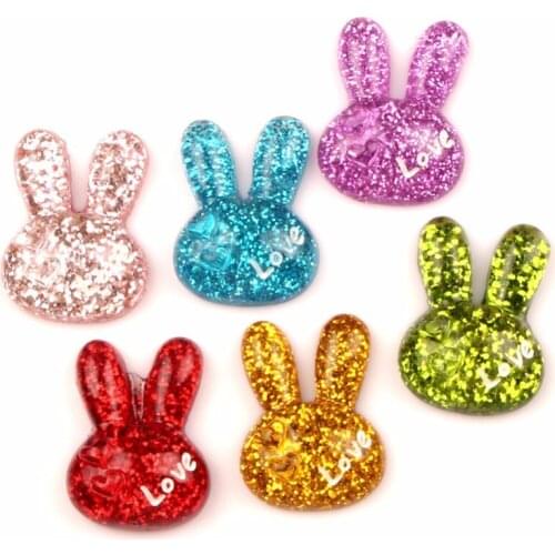 30Pcs Resin Bling Rabbit Decoration Crafts Cute Kawaii Beads Flatback Cabochon Embellishments For Scrapbooking DIY Accessories