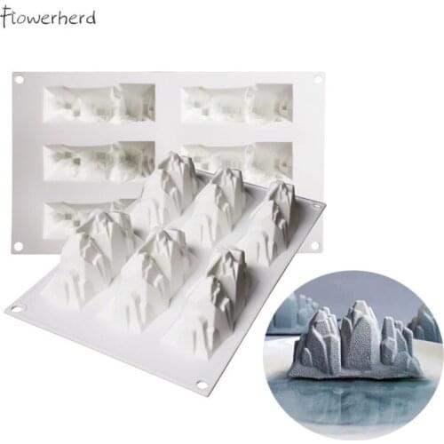 Fondant Cake Decorating Tools 6-hole Iceberg Mousse Mold Dessert Cake Silicone Mold Diy Ice Cream Mold Snow Mountain Ice Tray