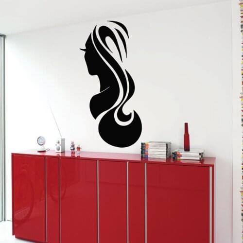 Girls Beauty Salon Wall Decal Removable Haircut Barber Shop Wall Stickers Vinyl Makeup Woman Hairdressing Salon Art Decor SYY704
