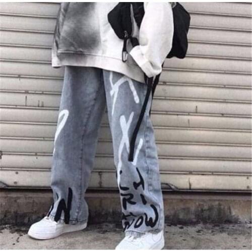 Cute Blue Jeans Women Streetwear Straight Jean Female Summer Cotton Cargo Pants Streetwear Loose Cool Harajuku Oversized Jeans