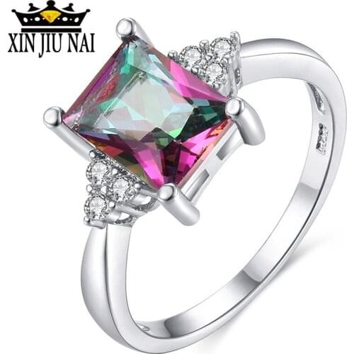 Women Rainbow Ring Fashion Personality Inlaid Engagement Wedding Mood Rings For Women Luxury Shining Rhinestone Jewelry
