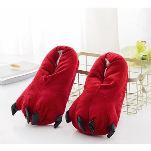 Winter Warm Children Slippers Kigurumi Unicorn Pajamas Red Paw Shoes Animal Boy Dinosaur Pajamas Girl Slippers Adult Women Shoes