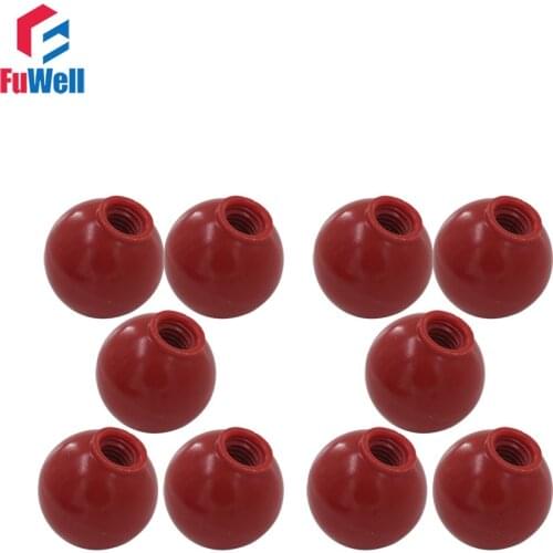 10pcs M6 x 25mm Ball Knob 6mm Thread 25mm Ball Diameter Bakelite Red Ball Lever Knob for Machine Tools Replacement