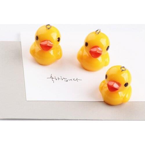 10pcs Cute Yellow Duck Resin Earring Charms Diy Findings Kawaii 3D Phone Keychain Bracelets Pendant For Jewelry Making F471