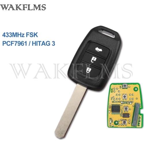3 Buttons Remote Car Key Fob 433MHz PCF7961X ID47 G Chip For Honda G Marked On The Key Blade