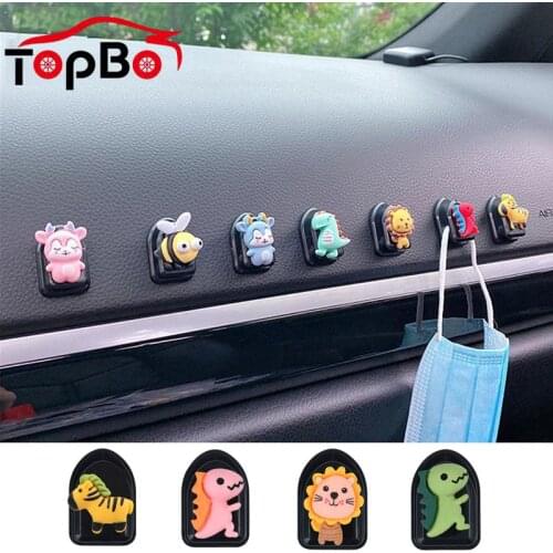 4Pcs/8 pcs Car Hooks Organizer Storage Hanger for USB Cable Headphone Key Cars Seat Back Accessory Adhesive Cartoon Mini Hooks
