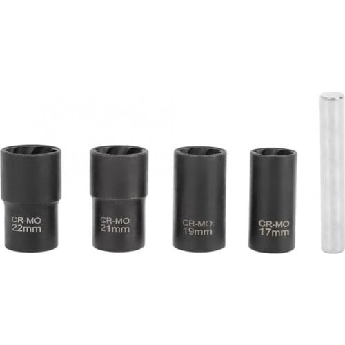 5Pcs Car Tire Nut Extractor Kit Chrome Molybdenum Steel 1/2in Driver Nut Removal Socket Set With Screw Rod Vehicle Repair Tools