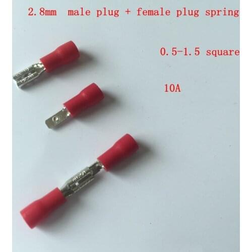50sets/lot Male and female pre-insulated end / insulated end / plug spring MDD FDD1.25-110 2.8 plug spring