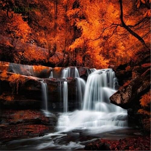 5d diamond painting scenery waterfall autumn full square diamond embroidery Cross stitch pictures of rhinestones Home Decoration