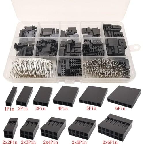 620pcs Dupont Connector 2.54mm , Dupont Cable Jumper Wire Pin Header Housing Kit, Male Crimp Pins+Female Pin Terminal Connector