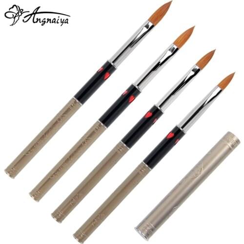 ANGNYA 1Pc Kolinsky Sable Acrylic Nail Art Brush Size#8 Liquid Powder UV Gel Nail Polish Brush Flower Painting Pen Manicure Tool
