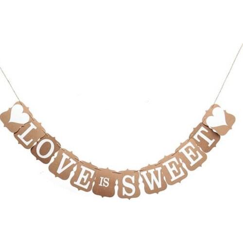 Love is Sweet Kraft Paper Card Banner Hanging for Wedding Decoration Photo Props Party Background Wall Decoration