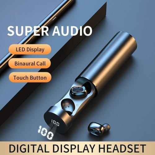 PINZHENG TWS Wireless Bluetooth Earphones Noise Canceling Sports Waterproof Headset 9D Stereo Power Display Wireless Headphones