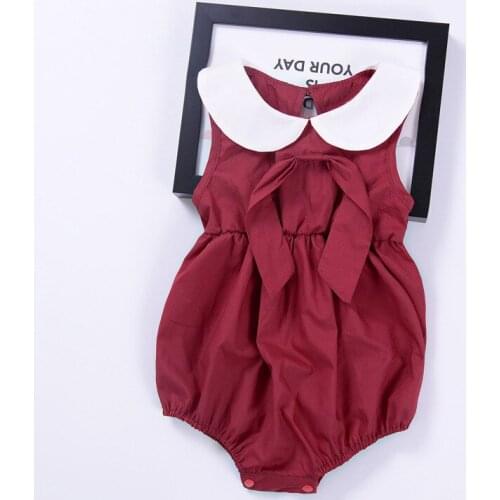 Baby Red And pink Bow Rompers Kids Girl Doll Collar Summer Romper New Fashion Cotton Cute Clothes