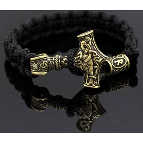 Dropshipping 1pcs handmade thors hammer mjolnir bracelet viking scandinavian norse bracelet Men gift