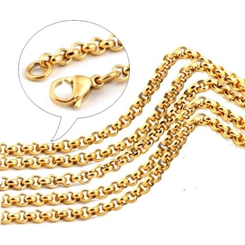 FairLadyHood 10pcs/lot Stainless Steel Round Link Chain Necklace 2mm Length Gold Silver Color Chain Necklaces for Pendants