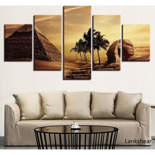 Canvas Pictures Home Wall Art Decor Living Room Framework 5 Pieces Egyptian Pyramids Paintings HD Prints Sunset Desert Posters