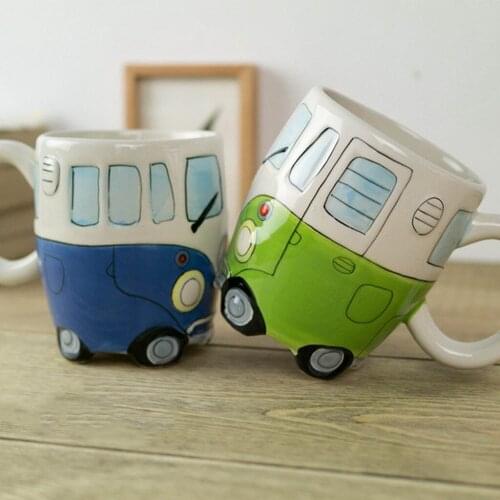 Hand Painted Cartoon Ceramic Shaped Coffee Mug Watter Cup 201-300ml Vintage 3D Car Shape Mug Nov#15 kawaii mug coffee cup set