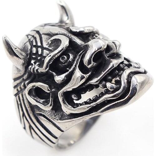 AsJerlya 2021 New Vintage Rings For Men Accessories Retro Bull Demon Titanium Steel Ring Jewelry Gift кольца Dropshipping