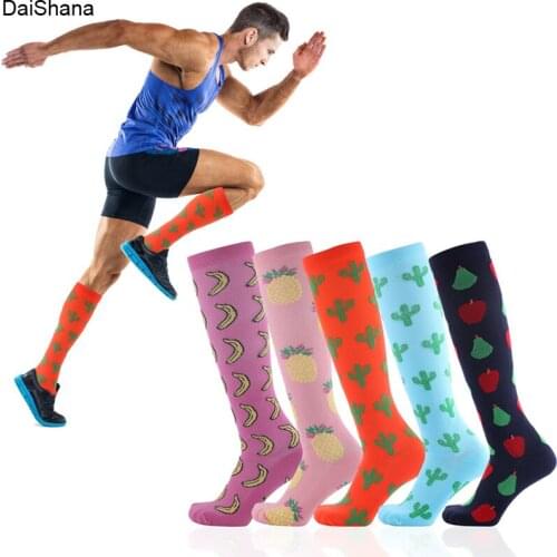 1Pair Unisex Compression Socks For Anti Fatigue Cactus Pineapple Golf Pain Relief High Stockings Best Gift For All Sport&Nursing
