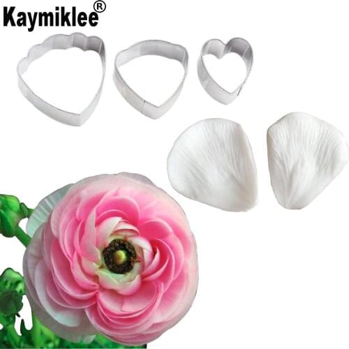 Buttercup Flower Veiner &Cutter Silicone Mould Gumpaste Sugarcraft Fondant Mold Cake Decorating Tools CS287