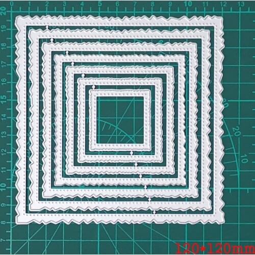 Metal cutting die layer wave square frame craft die template for diy Scrapbooking emboss paper card making die mould stencil