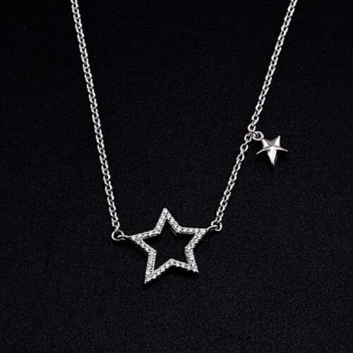 Cute Star Simple Sweet Wild 925 Sterling Silver Clavicle Chain Temperament Trendy Female Necklace SNE166