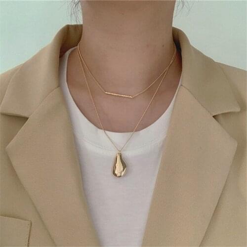 Fashion Vintage Europe Personality Irregular Metal Pendant Double Chain Necklace For Women Sweater Chain Party Jewelry
