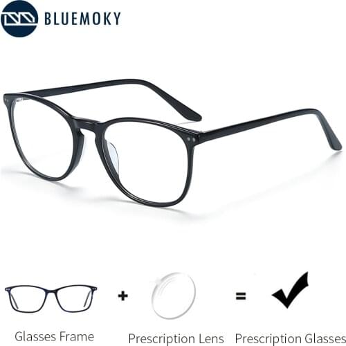 BLUEMOKY Acetate Prescription Glasses for Women Men Square Optical Myopia Spectacles Frames Anti Blue Light Ray Computer Eyewear