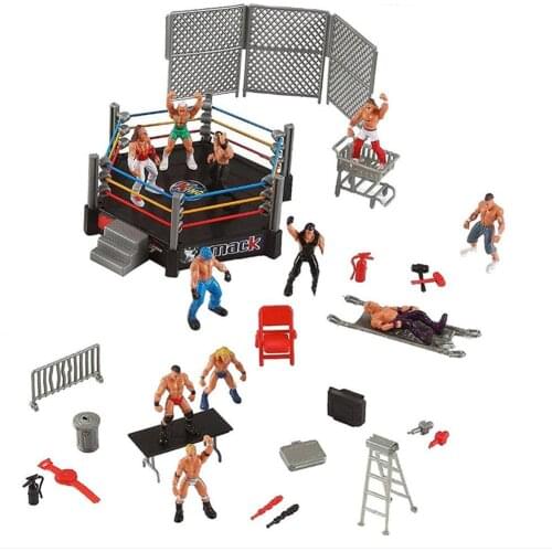 Wrestling Club Wrestler Athlete Gladiator Model Doll Warrior Toy Set With Fighting Station And Cage Arena Ring Gift For Children