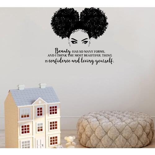 African Woman Wall Decal, African Girl Quote Wall Sticker, Afro Girl Decal, For Beauty Studio Vinyl Revocable DW20129
