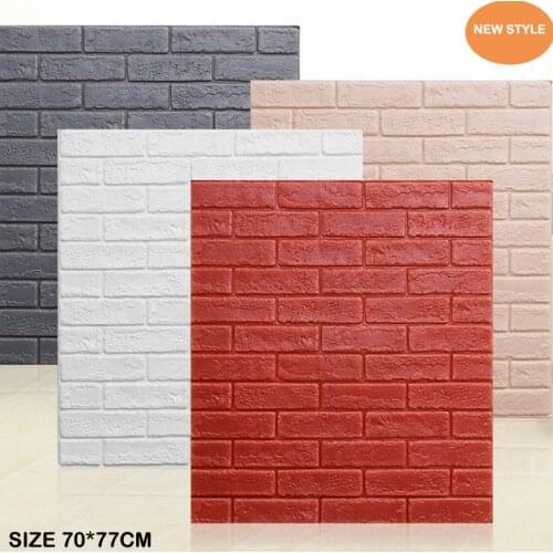 3D Brick Wall Stickers Panels Room Decal Stone Decoration PE Foam Wall Sticker Living Room Kids Bedroom Wallpaper size 70*77cm