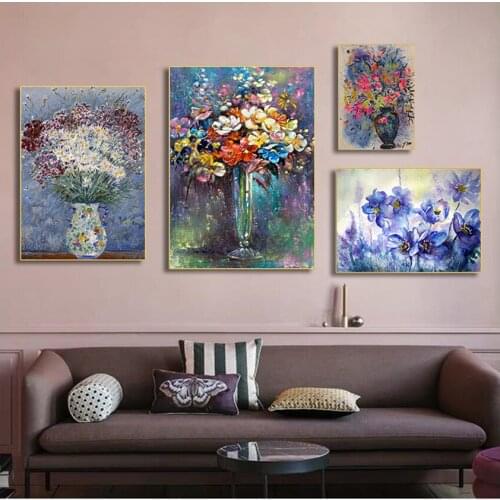 Picture Poster Living Room Home Decor Abstract Flower in a Vase Orchid Canvas Painting Print on Canvas Wall Art
