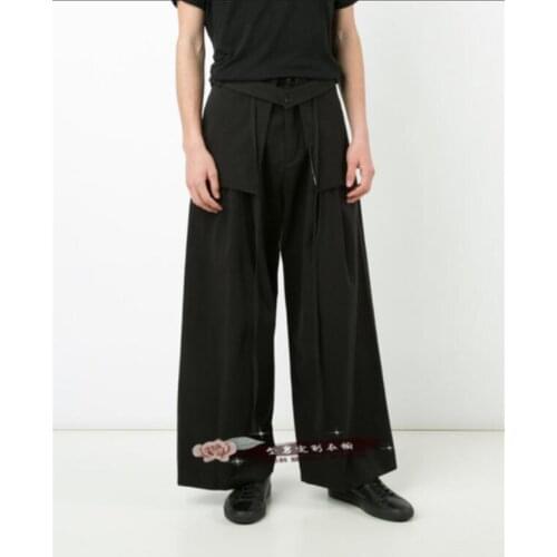 New 27-44 2018 Mens clothing Hair Stylist fashion Loose Casual pants Wide Leg skirt pants plus size costumes