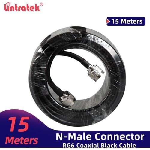 Wholesales 50ohms Black Wire N male to N male 15 meters Cable for Connecting Signal Repeater to antenna 5D Coaxial Cable @8