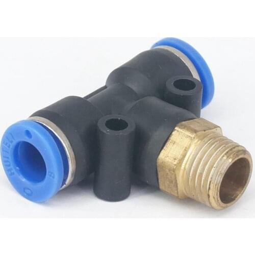 LOT 5 1/4" BSP male to Fit Tube O/D 8mm Pneumatic Tee 3 Way Push In Connector Union Quick Release Air Fitting Plumbing