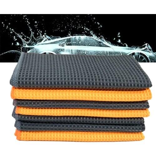 5 pcs 45*40 CM Car Wash Microfiber Towel Car Cleaning Drying Cloth Hemming Car Care Cloth Detailing Car Wash Towel Gray/Orange
