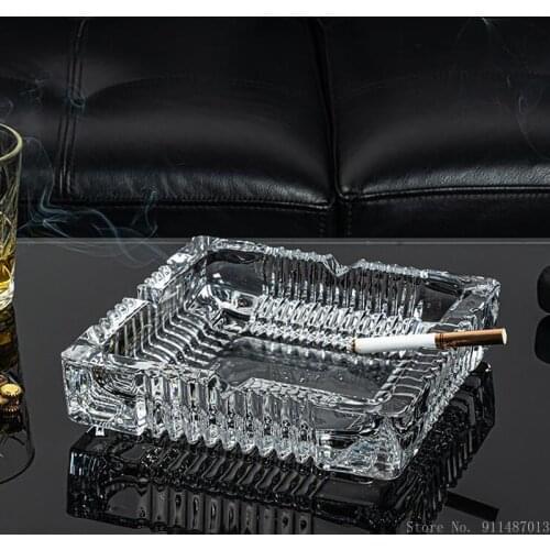 Transparent crystal glass ashtray living room coffee table decoration Anti-ash portable ashtray Home Hotel Office Supplies/Gifts