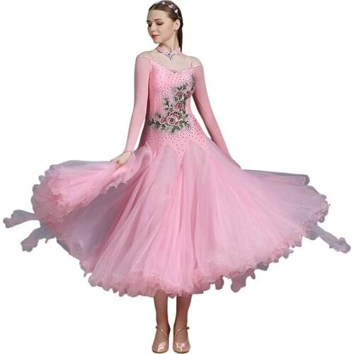 Luxurious Rhinestones Ballroom Dance Dress Modern Dance Flamenco Waltz Dress Standard Practice Wear Competition