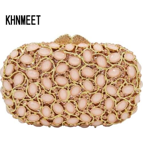 Rose Gold Fashion Chain Clutch Evening Bag champagne Luxury Party Prom banquet Purse Ladies Day Clutches SC619