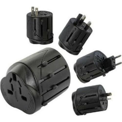 Free shipping World Travel Adapter US/EU/GB/AU/China/Japan All In One AC Power Plug with Fuse Black color