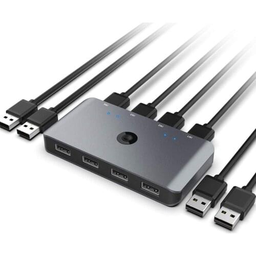 USB Computer Switch Selector for 4 Computers Sharing 4 USB Devices USB 2.0 Peripheral KVM Switcher Adapter