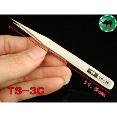 Japanese RHINO TS-3C Tweezers Length 11.5cm High-precision Super Hard Super Sharp Forceps for Repairing Watch or Mobile Tools