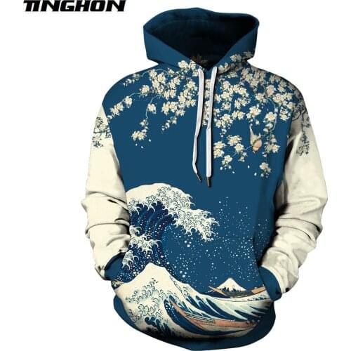 Women/men Sea wave Flower 3D sweatshirts hoodies Funny Fashion hoodie Hoody XS -7XL