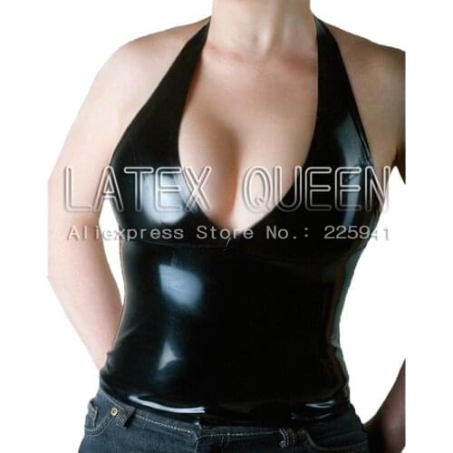 Women Halter latex tops vest female